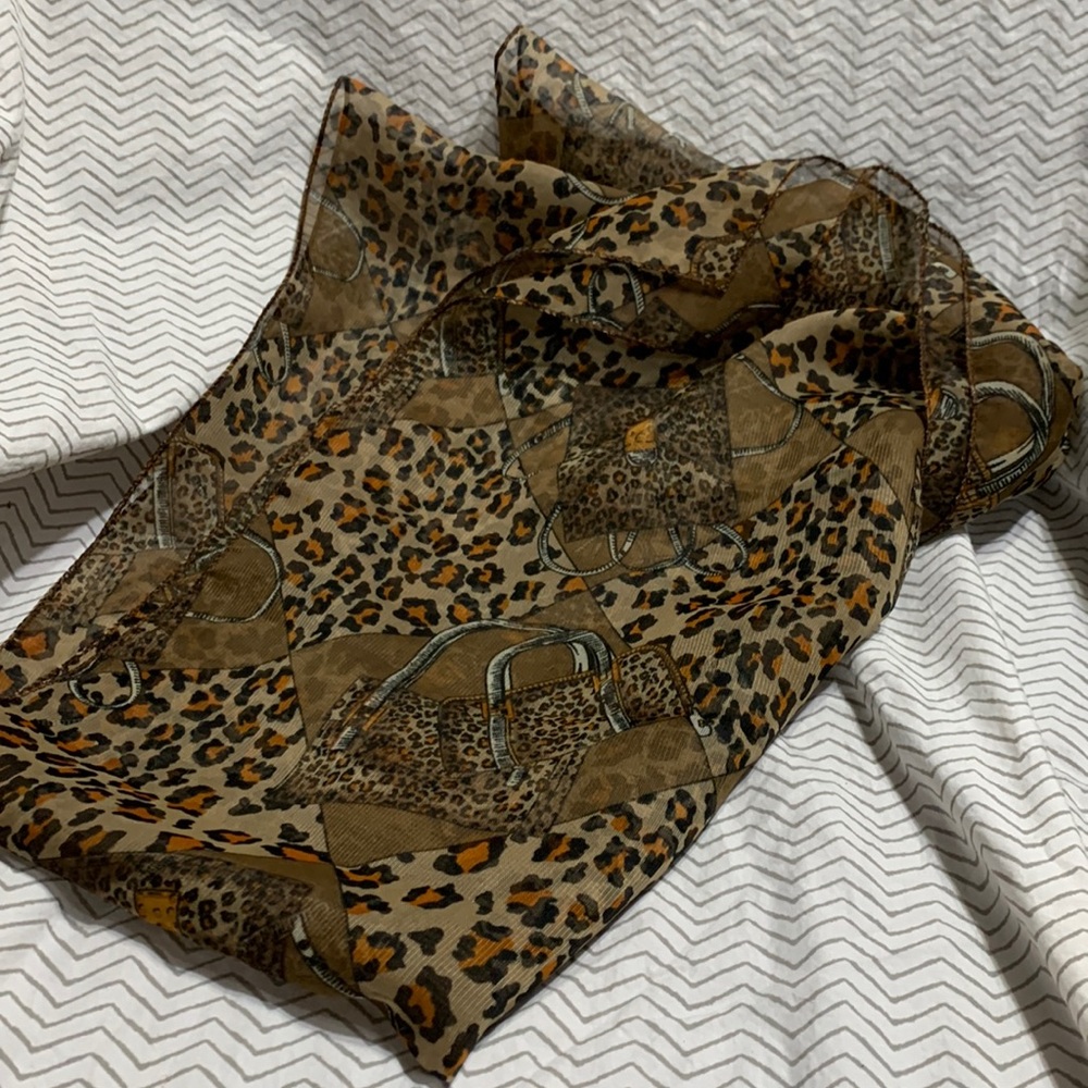 Leopard print brown scarf
